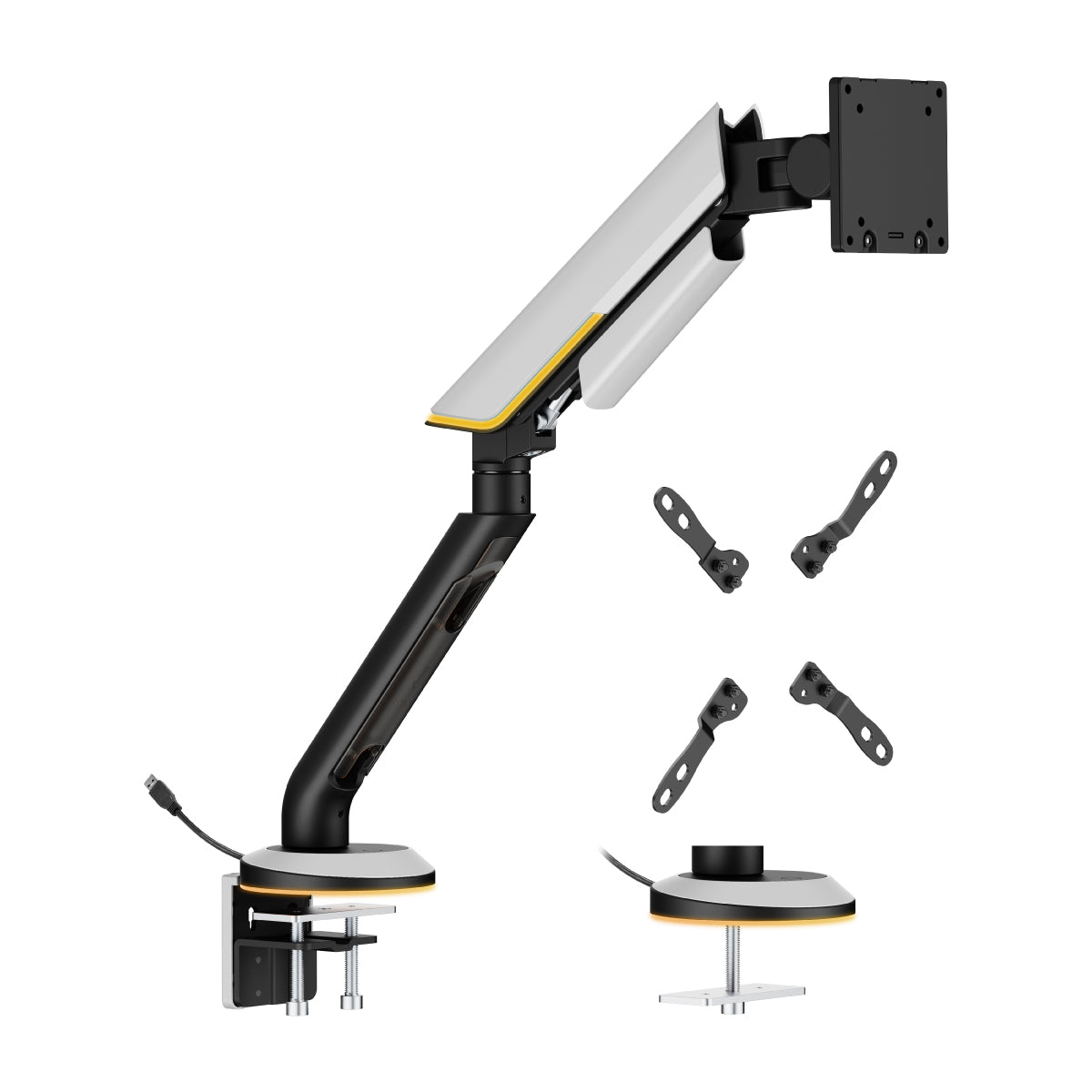 BRAZO PARA MONITOR TITAN DE ALTA RESISTENCIA + ILUMINACIÓN RGB - SKU RE47